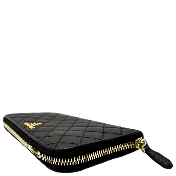 PRADA Zip Around Leather & Nylon Wallet Black