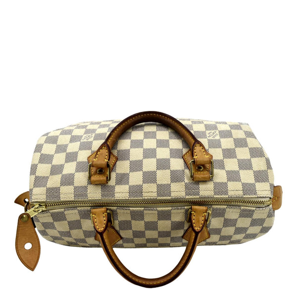 LOUIS VUITTON Speedy 30 Damier Azur Satchel Bag White