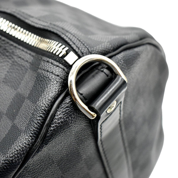 LOUIS VUITTON Keepall 55 Damier Graphite Bandouliere Travel Bag Black