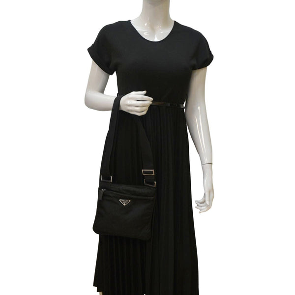 PRADA Nylon Crossbody Messenger Bag Black