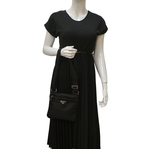 PRADA Nylon Crossbody Messenger Bag Black