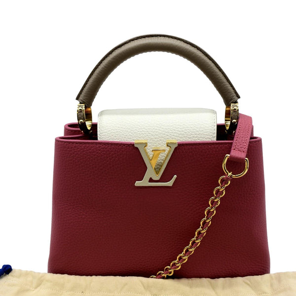 LOUIS VUITTON Capucines BB Leather Satchel Bag Scarlet Red