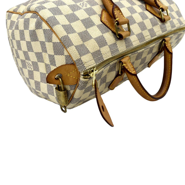 LOUIS VUITTON Speedy 30 Damier Azur Satchel Bag White