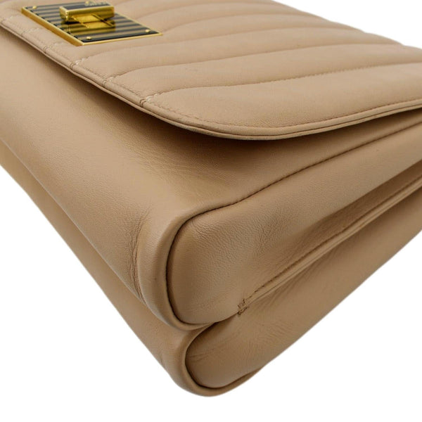 FENDI Claudia Pequin Embossed Leather Crossbody Bag Beige