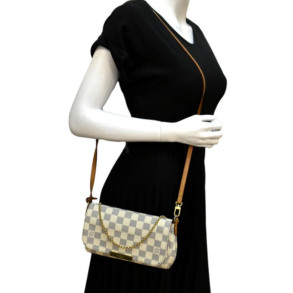 LOUIS VUITTON Favorite MM Damier Azur Crossbody Bag White