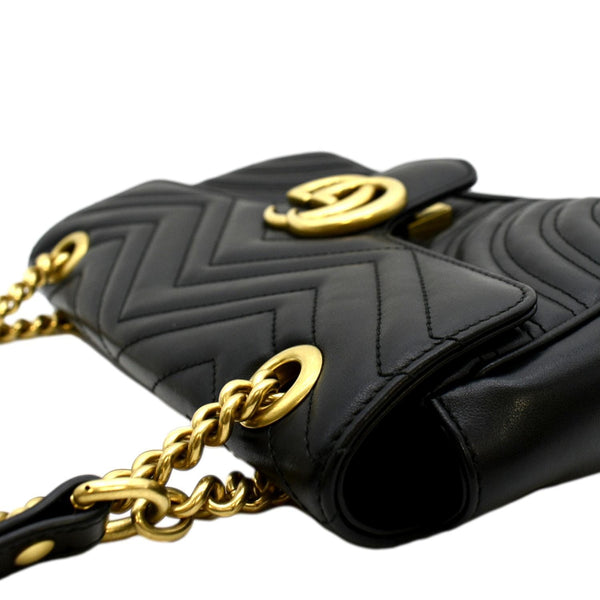 GUCCI GG Marmont Small Matelasse Leather Crossbody Bag Black 443497