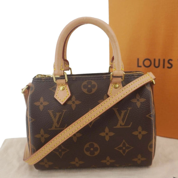 LOUIS VUITTON Nano Speedy Bandouliere Monogram Canvas Crossbody Bag Brown