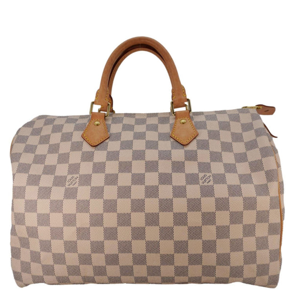 LOUIS VUITTON Speedy 35 Damier Azur Satchel Bag White