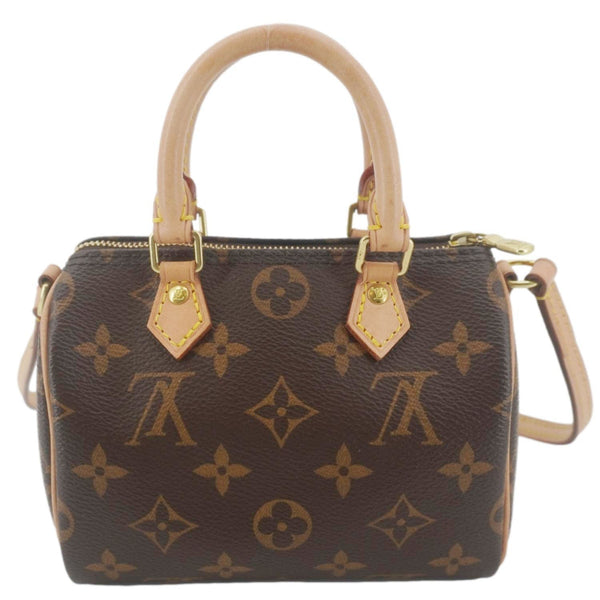 LOUIS VUITTON Nano Speedy Bandouliere Monogram Canvas Crossbody Bag Brown