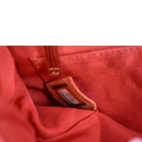 CHANEL Valentines Classic Flap Quilted Patent Leather Shoulder Bag Red