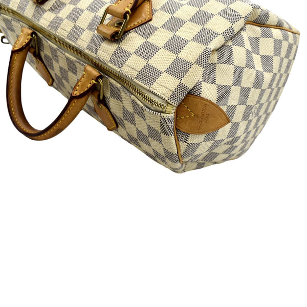 LOUIS VUITTON Speedy 30 Damier Azur Satchel Bag White