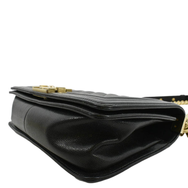 CHANEL Medium Boy Flap Caviar Quilted Leather Shoulder Bag Black