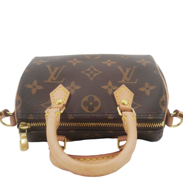LOUIS VUITTON Nano Speedy Bandouliere Monogram Canvas Crossbody Bag Brown