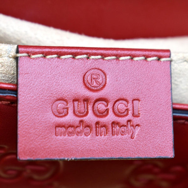 GUCCI Signature Padlock Leather Top Handle Shoulder Bag Red 409487