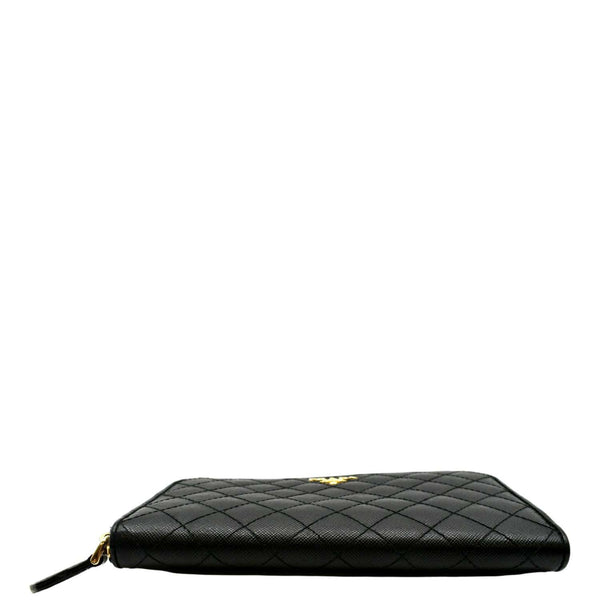 PRADA Zip Around Leather & Nylon Wallet Black