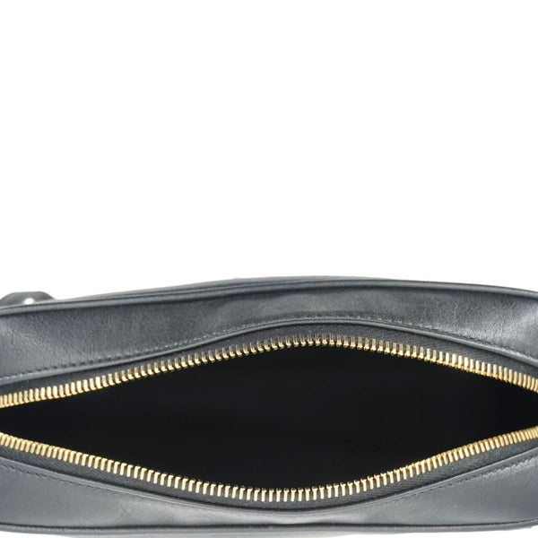 Yves Saint Laurent Lou Grained Leather Camera Crossbody Bag - Open Zip View