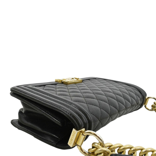 CHANEL Medium Boy Flap Caviar Quilted Leather Shoulder Bag Black