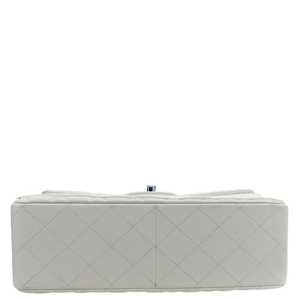 Chanel White Quilted Caviar Leather Jumbo Flap Shoulder Bag