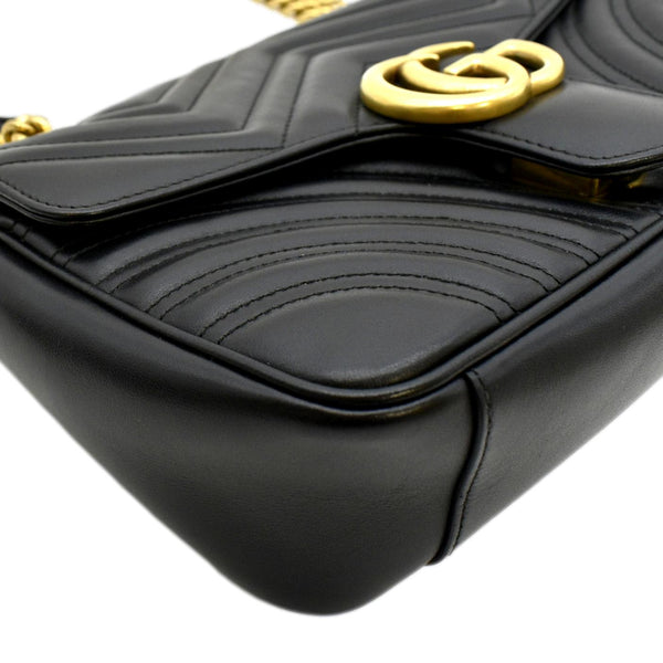 GUCCI GG Marmont Small Matelasse Leather Crossbody Bag Black 443497