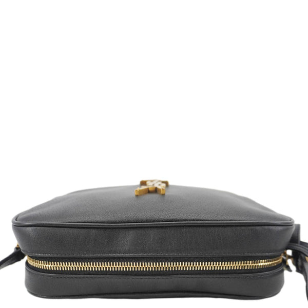 Yves Saint Laurent Lou Grained Leather Camera Crossbody Bag - Close Zip View