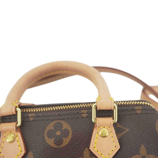 LOUIS VUITTON Nano Speedy Bandouliere Monogram Canvas Crossbody Bag Brown