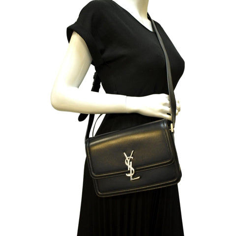 YVES SAINT LAURENT Solferino Medium Leather Shoulder Bag Black