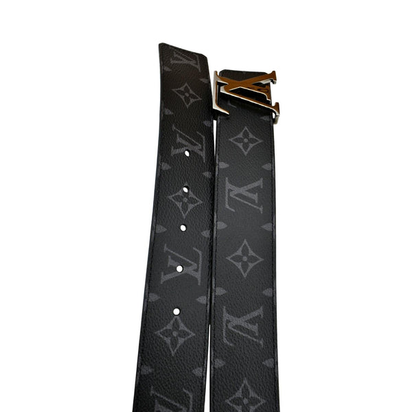 LOUIS VUITTON Monogram Eclipse LV Initials Belt Black Size 100/40