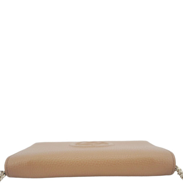 GUCCI Soho Leather Wallet On Chain Crossbody Bag Brown 598211