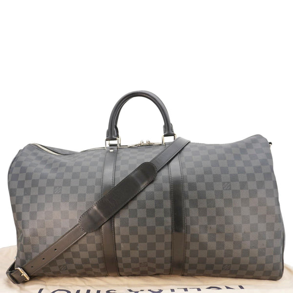LOUIS VUITTON Keepall 55 Bandouliere Damier Graphite Travel Bag Black