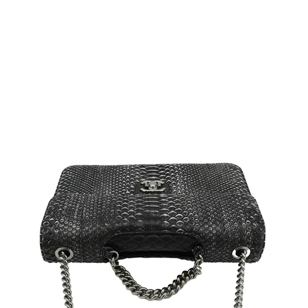 CHANEL Perfect Edge Large Flap Snakeskin Shoulder Bag Black
