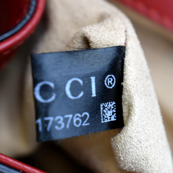 GUCCI Signature Padlock Leather Top Handle Shoulder Bag Red 409487