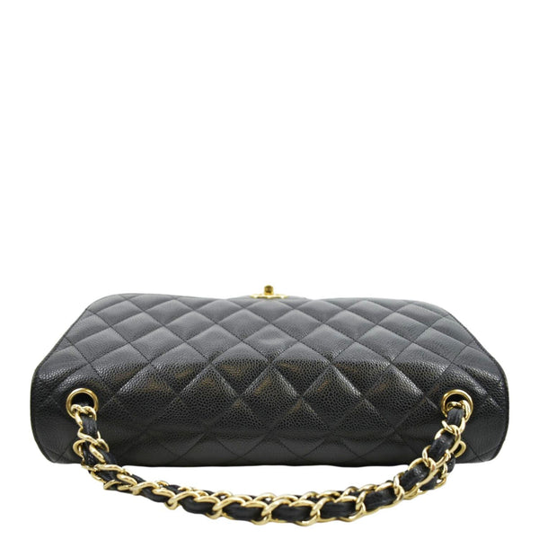 CHANEL Classic Jumbo Double Flap Quilted Caviar Leather Shoulder Bag Black
