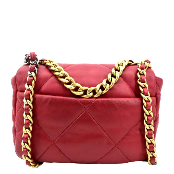 CHANEL 19 Medium Quilted Lambskin Leather Flap Shoulder Bag Red