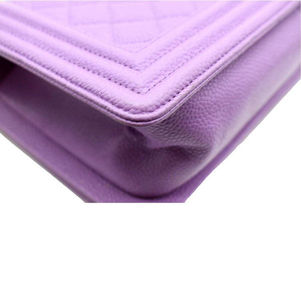 CHANEL Medium Boy Flap Quilted Caviar Leather Shoulder Bag Purple