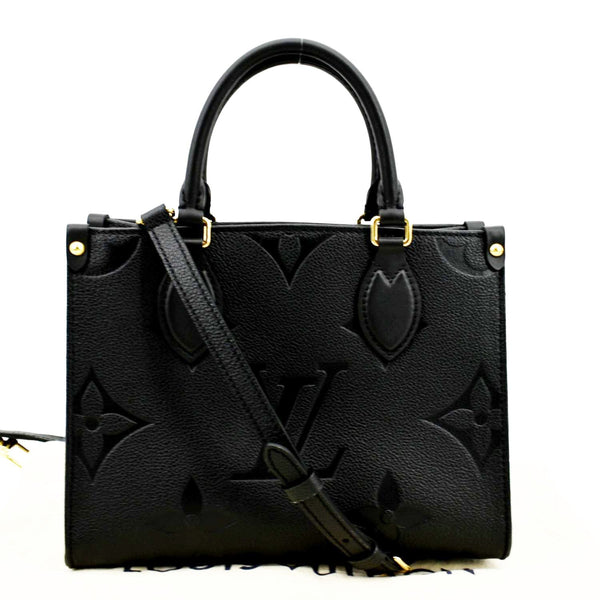 LOUIS VUITTON Onthego PM Monogram Empreinte Tote Shoulder Bag Black