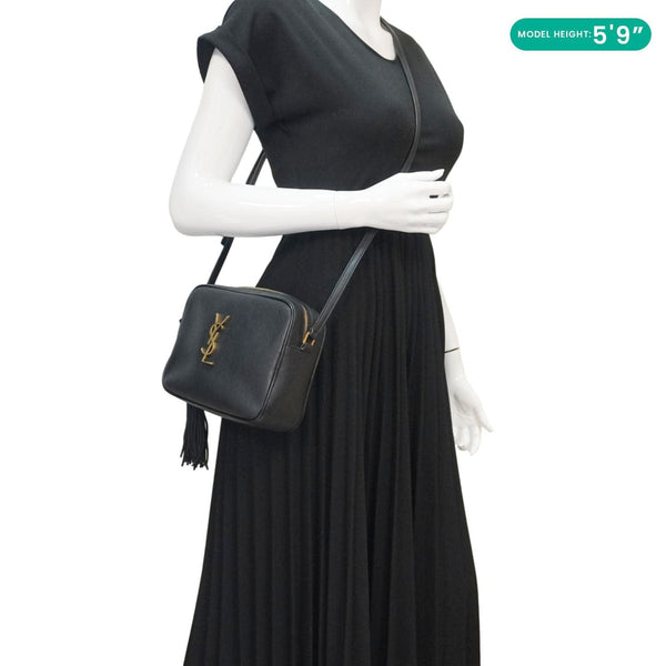 Yves Saint Laurent Lou Grained Leather Camera Crossbody Bag - Model Holding