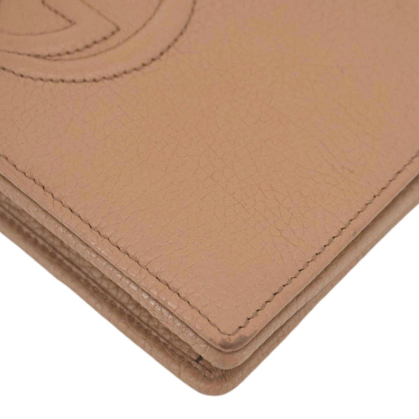 GUCCI Soho Leather Wallet On Chain Crossbody Bag Brown 598211