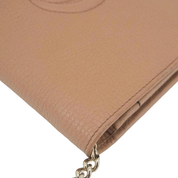 GUCCI Soho Leather Wallet On Chain Crossbody Bag Brown 598211