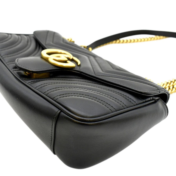 GUCCI GG Marmont Small Matelasse Leather Crossbody Bag Black 443497