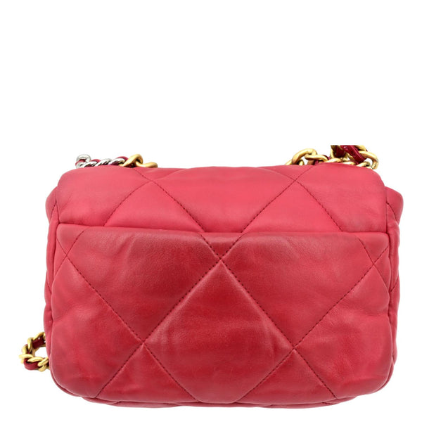 CHANEL 19 Medium Quilted Lambskin Leather Flap Shoulder Bag Red