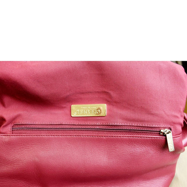 CHANEL 19 Quilted Lambskin Leather Flap Shoulder Bag Red