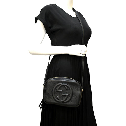 GUCCI Soho Disco Leather Crossbody Bag Black 308364