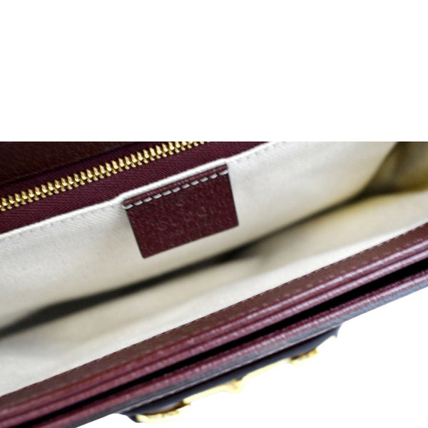GUCCI Horsebit 1955 GG Supreme Canvas Shoulder Bag Burgundy 602204