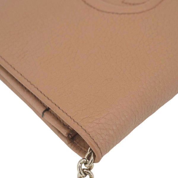 GUCCI Soho Leather Wallet On Chain Crossbody Bag Brown 598211