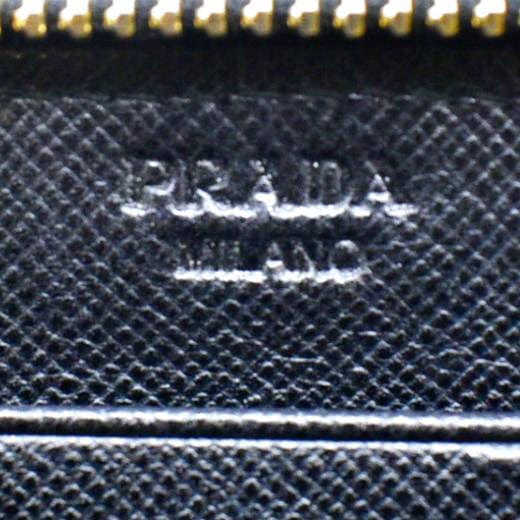 PRADA Zip Around Leather & Nylon Wallet Black