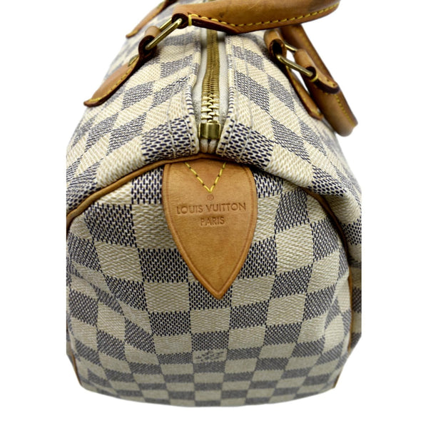 LOUIS VUITTON Speedy 30 Damier Azur Satchel Bag White