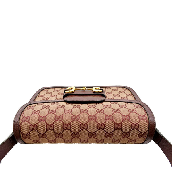 GUCCI Horsebit 1955 GG Supreme Canvas Shoulder Bag Burgundy 602204