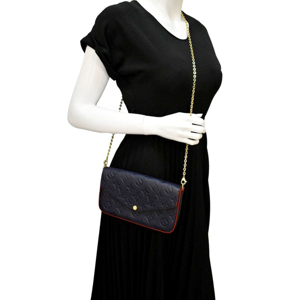 LOUIS VUITTON Felicie Monogram Empreinte Pochette Crossbody Bag Blue