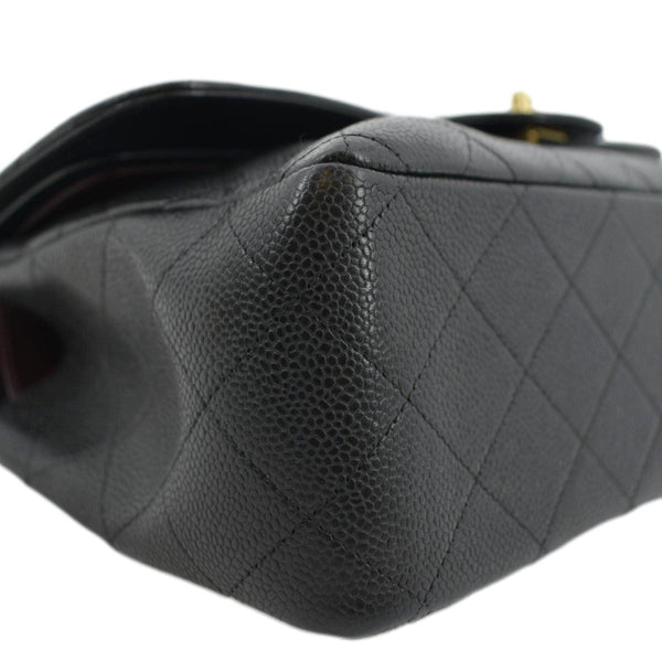 CHANEL Classic Jumbo Double Flap Quilted Caviar Leather Shoulder Bag Black