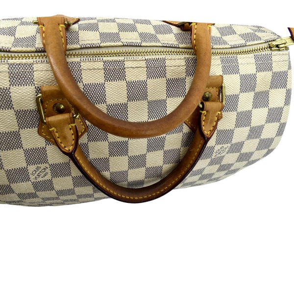 LOUIS VUITTON Speedy 30 Damier Azur Satchel Bag White